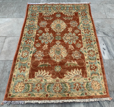 3x4 ft Afghan Kazak Rug Hand Knotted Rugs Traditional Rug Oriental Medallion Rug