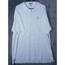 Peter Millar Summer Comfort Mens XXL Blue White Striped Golf Polo Shirt