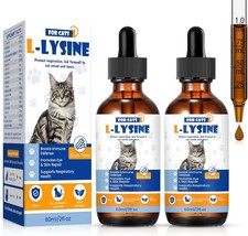 Premium Cat L-Lysine Liquid Drops for Immune Support and Respiratory 2 PACK