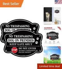 Durable UV Protected No Trespassing Signs - Dogs On Premises - 2 Pack 9.5 x 6.8