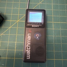 Vintage Sony Watchman FD-10A B W Handheld TV VHF/UHF Portable Chicago Bears I