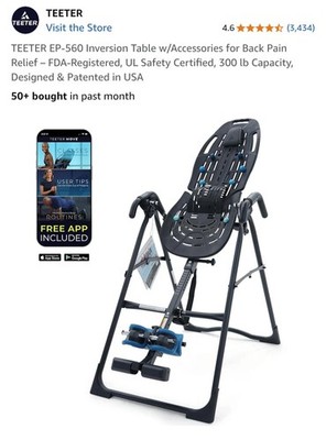 TEETER EP-560 Ltd. Re-Boxed Inversion Table For Back Pain Relief, FDA-Registered