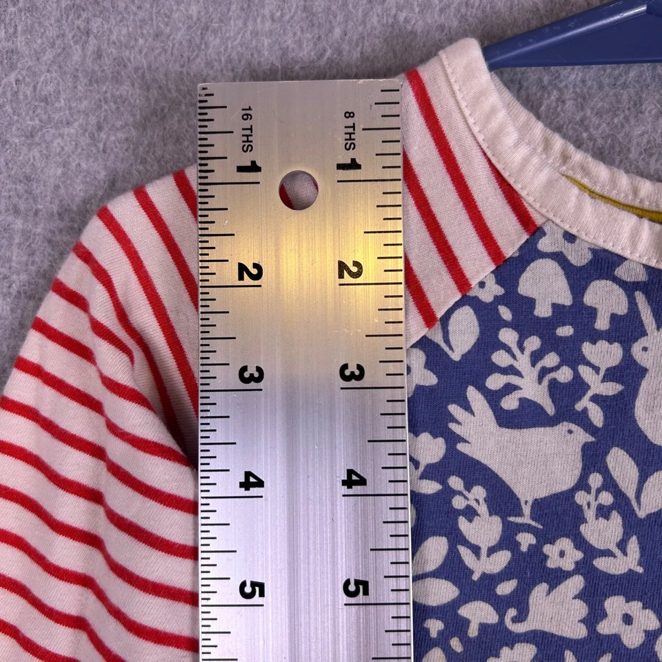 Vestido Mini Boden Niña Pequeña 2/3 Azul Conejito Estampado Floral Rayas Manga Línea A Foto 2 de 4