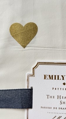 POTTERY BARN TEEN EMILY MERITT METALLIC GOLD HEART 100% COTTON SHEET SET FULL