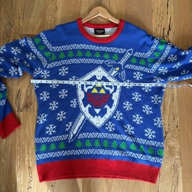 Legend Of Zelda Hylian Shield Nintendo NES Ugly Christmas Sweater Adult 2XL
