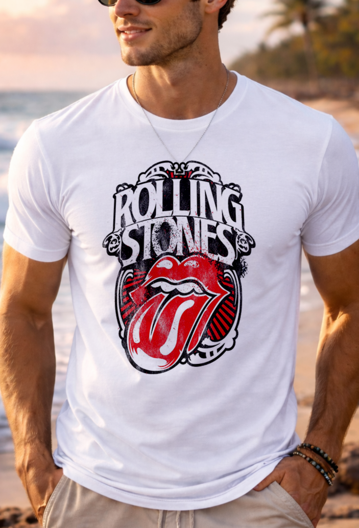 Rolling Stones Tongue Logo T-Shirt White Unisex Tee Custom Sizes Available S-3XL