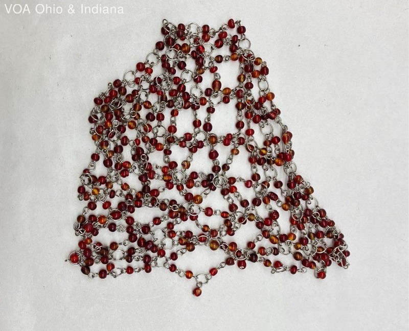 Vintage 1920s Style Red Glass Beaded Mesh Flapper Headpiece Juliet Cap Art Deco