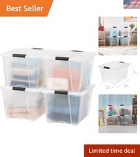 54 Qt Clear Stackable Plastic Storage Bins with Lids, 4 Pack
