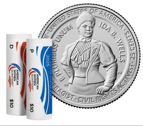 2025 American Women - Ida B Wells Quarters P & D from Mint Rolls 25WRB - 2 coins - Picture 1 of 5