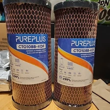 2 pack PUREPLUS Coconut Shell Water Filter Cartridge 5 Micron 10" X 4.5" CT010BB