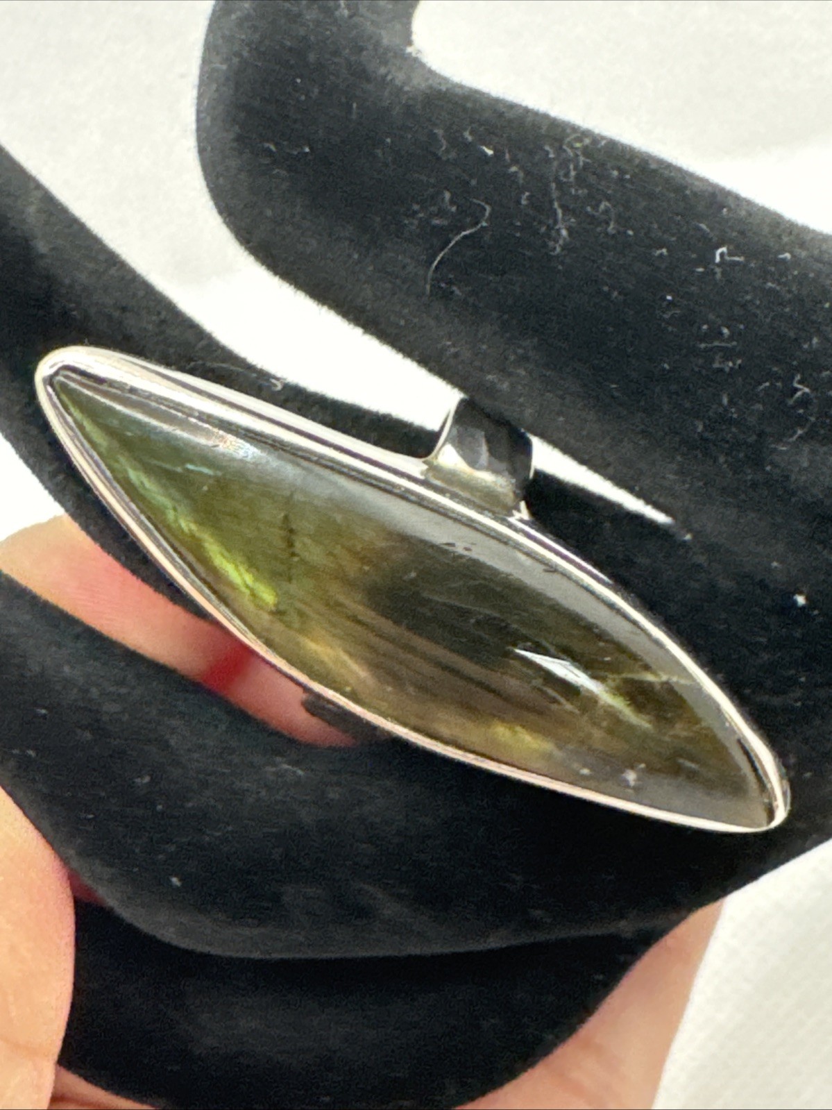 Large Marquise Labradorite 2” Statement Ring Size… - image 3