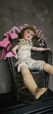 Antike alte deutsche große restaurierungsbedürftige Puppe 28 Zoll