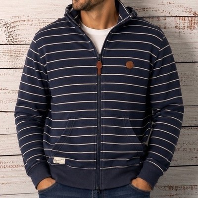 Marshall Artist Modern Tailoring Hoodie XL Navy White Stripe Full Zip Sweatshirt