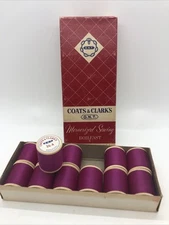 Coats & Clark’s Mercerized Boilfast Thread Lot Of 12 Sewing Fuchsia 100 Yds Box