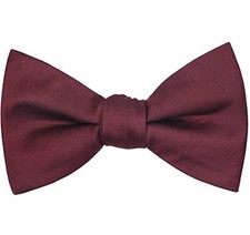 Mens Pre-tied Solid Bowtie Adjustable Formal Tuxedo Bow Tie for Burgundy