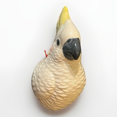 VTG Cockatoo Bird Ceramic Toothpick Holder Magnetic wall Mountable 6  Retro MCM