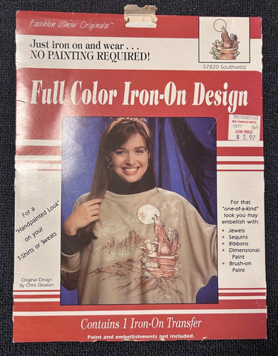 Vintage Wolf Howling Moon Iron-On Transfer Southwest for Shirt Design-1990