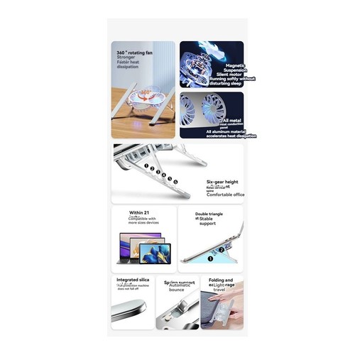 Support Pliable pour Ordinateur Portable avec Ventilateur Refroidissement, 9093 - Photo 5/10