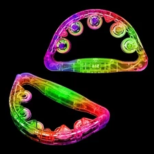 Telihao LED Tambourine, Light up Musical Flashing Tambourine (2 PCS) 2 PCS 