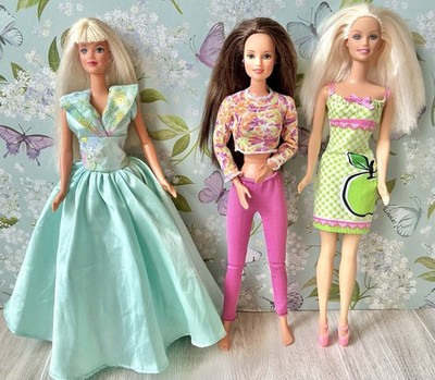 Barbie Doll Lot Of 3 Bead Blast Barbie Tie Dye Teresa & Fruit Style Barbie 1990s