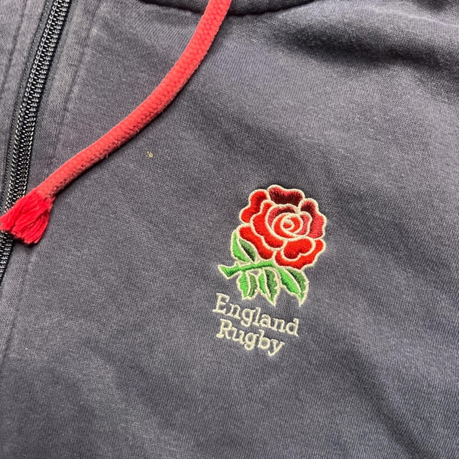 Vintage England Rugby Navy Blue Full Zip Hoodie | S image 2