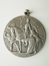 ANTIQUE SOLID SILVER MEDAL STE JEANNE D'ARC 3.1CM RARE ANTIQUE SALES MEDAL