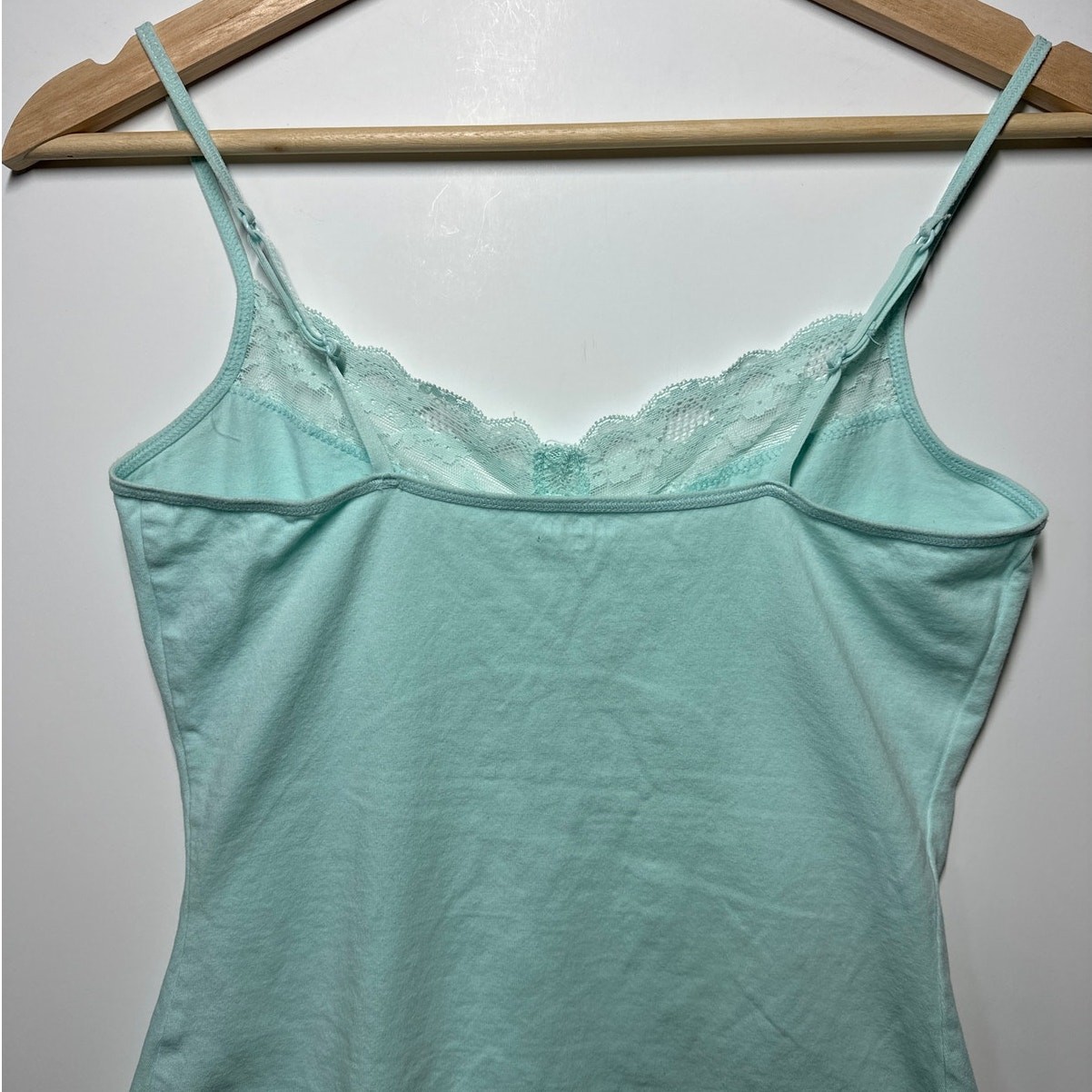 Express Stretch Y2K 00s Lace Trim Cami Babydoll Tank Top Teal Size S