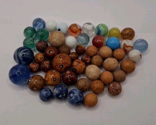 Antique And Vintage Marbles Lot Of 50 - Bennington, Clay, Swirls