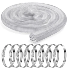 Yaocom 3 Inches 30 ft PVC Dust Collection Hose with Stainless Steel Hose Clam...