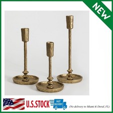 Rustic Cast Iron Taper Candle Holder - Set of 3 Vintage Antique Brass