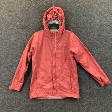 Columbia Jacket Youth Large 14/16 Red Hooded Windbreaker Full Zip Lightweight