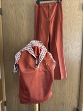 VTG 1970s 1980s McDonald's Uniform Orange Polo Shirt 2 Pants American Flag 1976