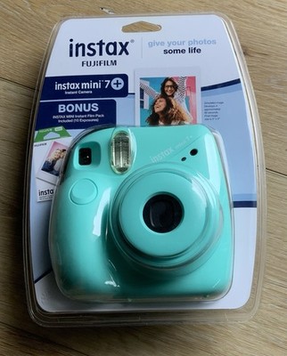 Fujifilm Instax Mini 7+ Instant Camera With Bonus Film Pack Seafoam Green