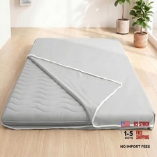 Mattress Cover for 2-4" Thick Japanese Futon Mattress, Floor Mattress Full Grey