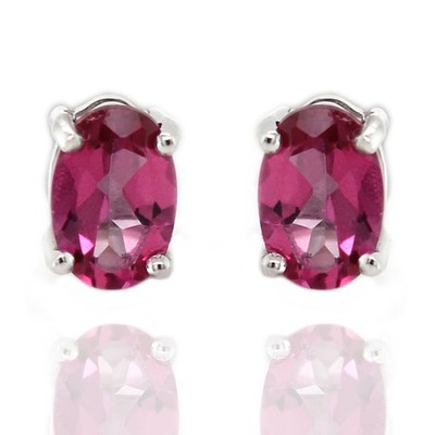 925 Sterling Silber kleine Ohrstecker für Damen Mädchen rosa Topas Geschenk Schmuck