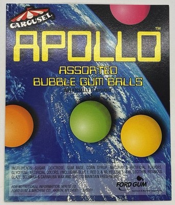 VTG Carousel, Apollo, Assorted Bubble Gum Balls , Vending Card, NOS