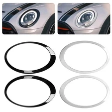 Pair For MINI Clubman F54 2014-2019 Headlight Trim Ring Chrome Left +Right ABS