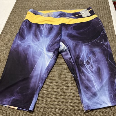 Women s Reebok Slim Capri Leggings Size 18/20 Purple/Yellow 0100