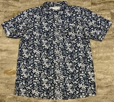 Columbia PFG Super Slack Tide Camp Shirt Mens Large Blue Fishing Ocean AOP