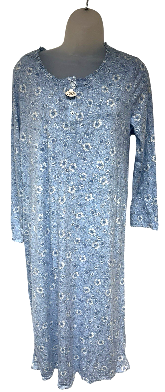 New! M&S Marks & Spencer UK6-8 blue floral jersey long-sleeved midi nightdress