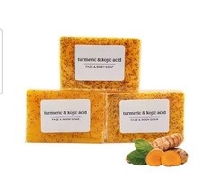 3pcs Kojic Turmeric Skin Brightening Soap Bar Face Body Exfoliant 100g USA Stock