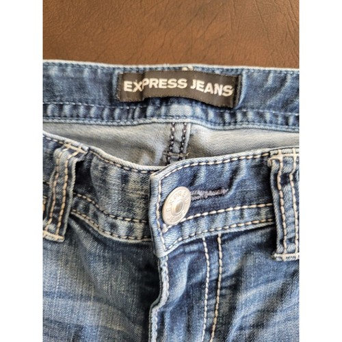 Express Jeans Women's 6s Blue Barley Boot Curvy Fit Mid Rise Flex Pants - Picture 9 of 12