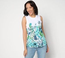 Isaac Mizrahi Live! Women's Top Plus Sz Sweater 3X Printed Blue A634415