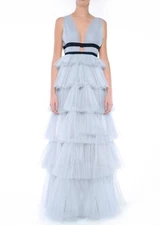 True Decadence Womens Blue Maxi Dress V-Neck RRP £135