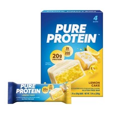 Pure Protein Lemon Cake Bars 20g Protein Gluten Free 4 Count Pack of 1 2 3