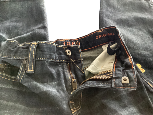 GAP Kids Jeans 1969 Original Size 7 Slim Adj waist Hippie Peace Signs Flowers - Picture 10 of 11