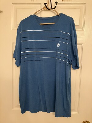 Travis Matthew Men's Basic Striped Blue Pima Cotton Short Sleeve T Shirt Medium