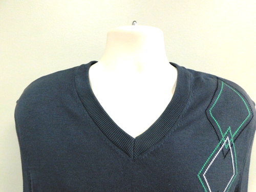 Pebble Beach Cotton Knit Sweater Vest Mens  Gray with Argyle  Size XL - Picture 3 of 5