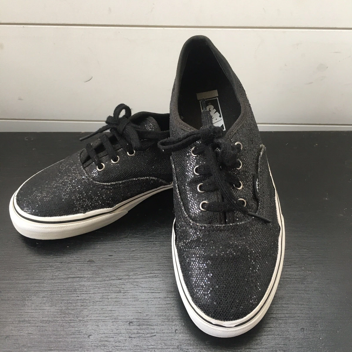 Vans black glitter shoes sales