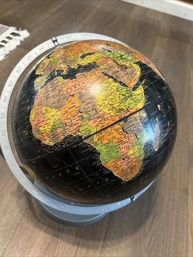 VTG Encyclopedia Britannica Replogle Black Chrome World Globe 12" Diameter - Picture 4 of 11